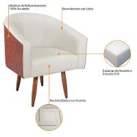 Poltrona Luiza Corano Nozes E Linho Bege - Amarena Móveis Rose Desenho Do Tecido Couro - 6