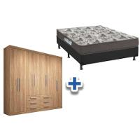 Cama Box Casal + Colchão D33 Ortobom + Guarda Roupa Master 8.6 Atacama - 1