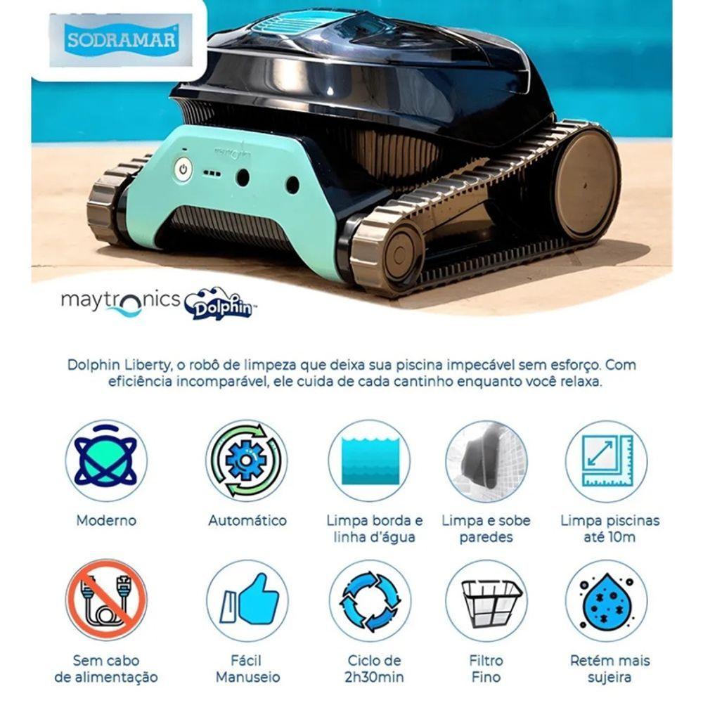 Robô Aspirador Automático Liberty Sodramar Bivolt Para Piscinas Até 10 Metros - Limpeza Completa E Eficiente - 4