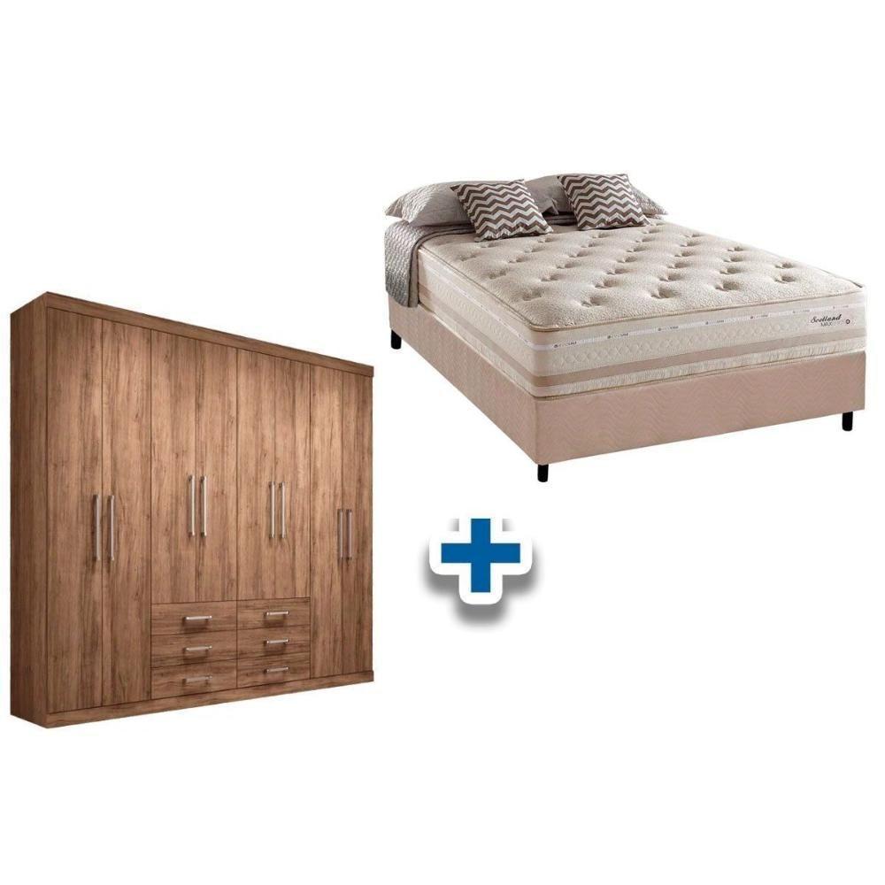 Cama Box Casal + Colchão Scotland Herval + Guarda Roupa Master 8.6 Atacama - 1