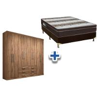 Cama Box Casal + Colchão Light Ortobom + Guarda Roupa Master 8.6 Atacama - 1