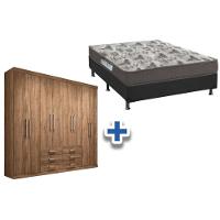 Cama Box Casal + Colchão D33 Ortobom + Guarda Roupa Master 8.6 Atacama - 1
