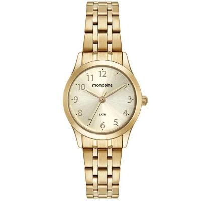 Kit Relógio Mondaine Dourado Com Colar E Brincos 32608lpmkde1k1