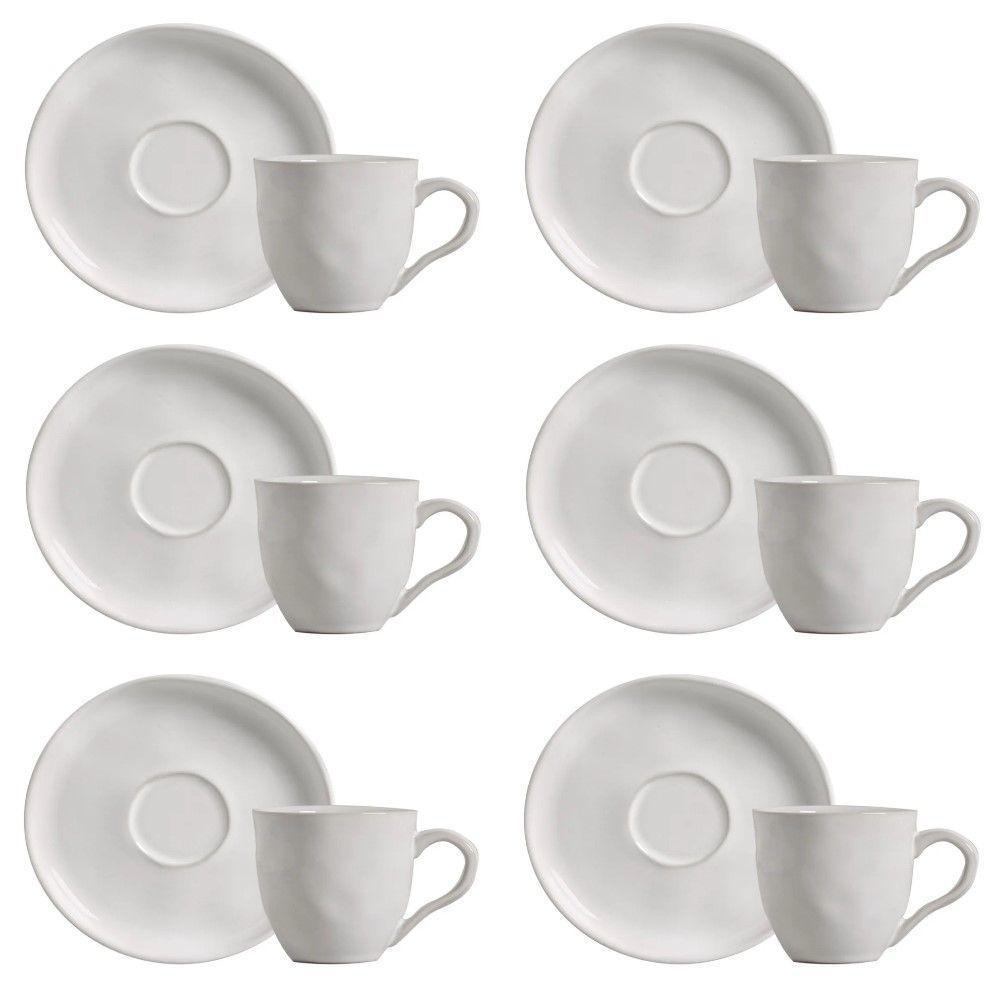 Conjunto De Xícara De Chá Com Pires 06 Peças Bio New White Porto Brasil - 1