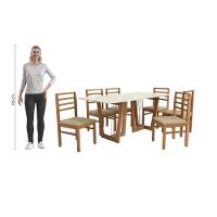 Conjunto Sala De Jantar Elisa Em Madeira Maciça 6 Cadeiras Boucle Bege - 5
