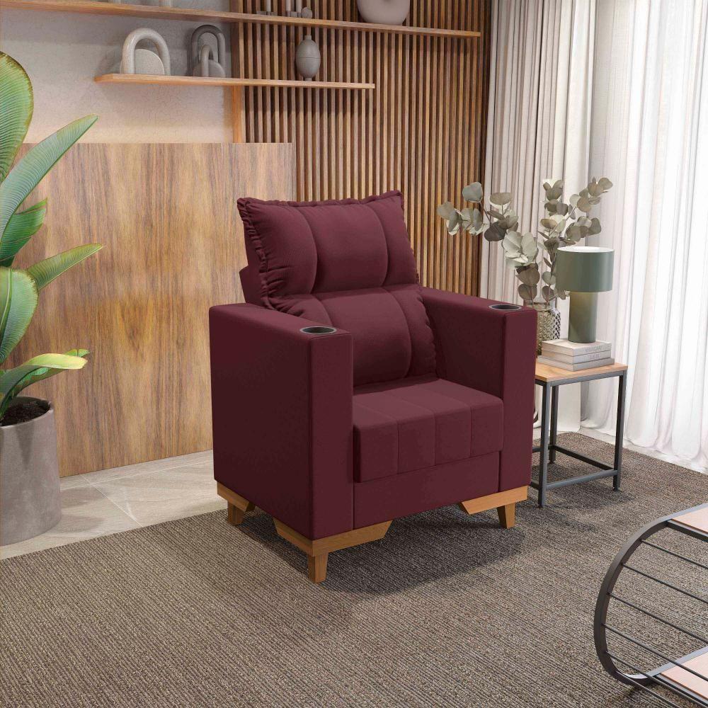 Poltrona Reclinável Kappesberg Florenza Veludo Bordô - 1