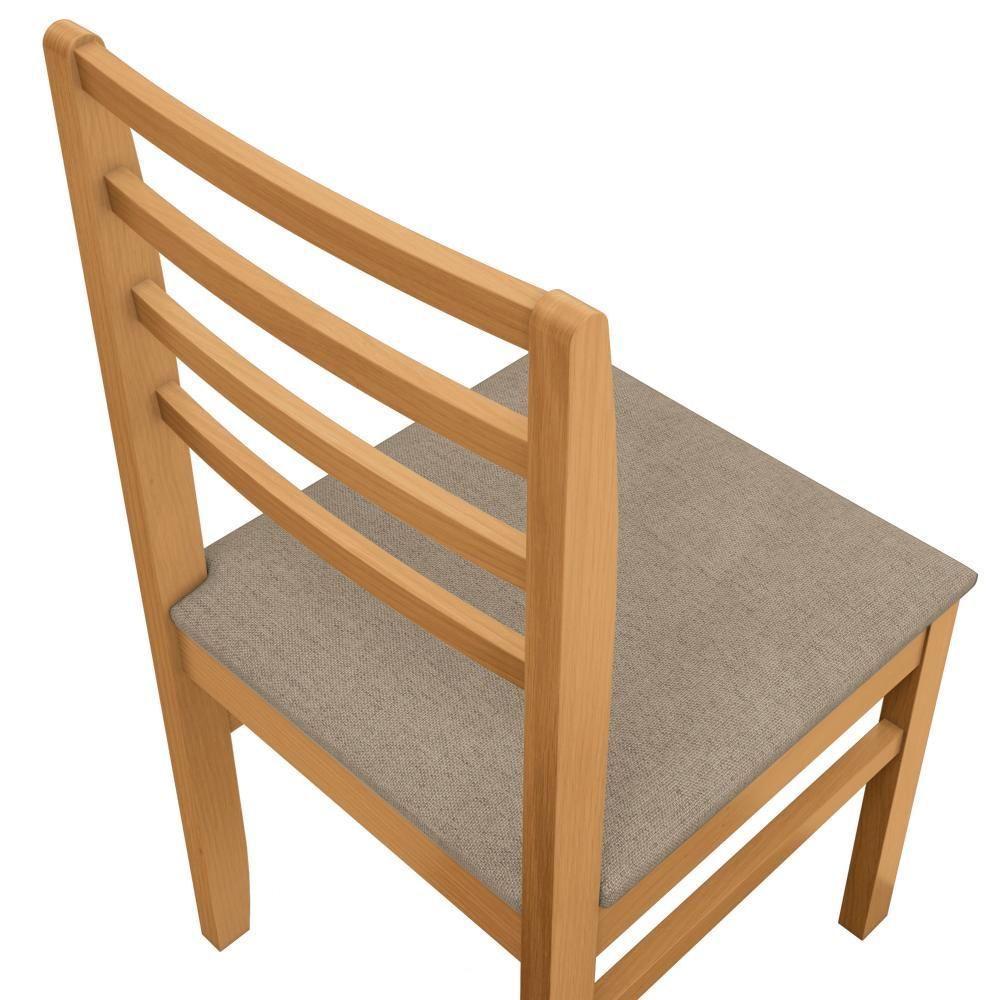 Conjunto Sala De Jantar Elisa Em Madeira Maciça 6 Cadeiras Linho Fendi - 2