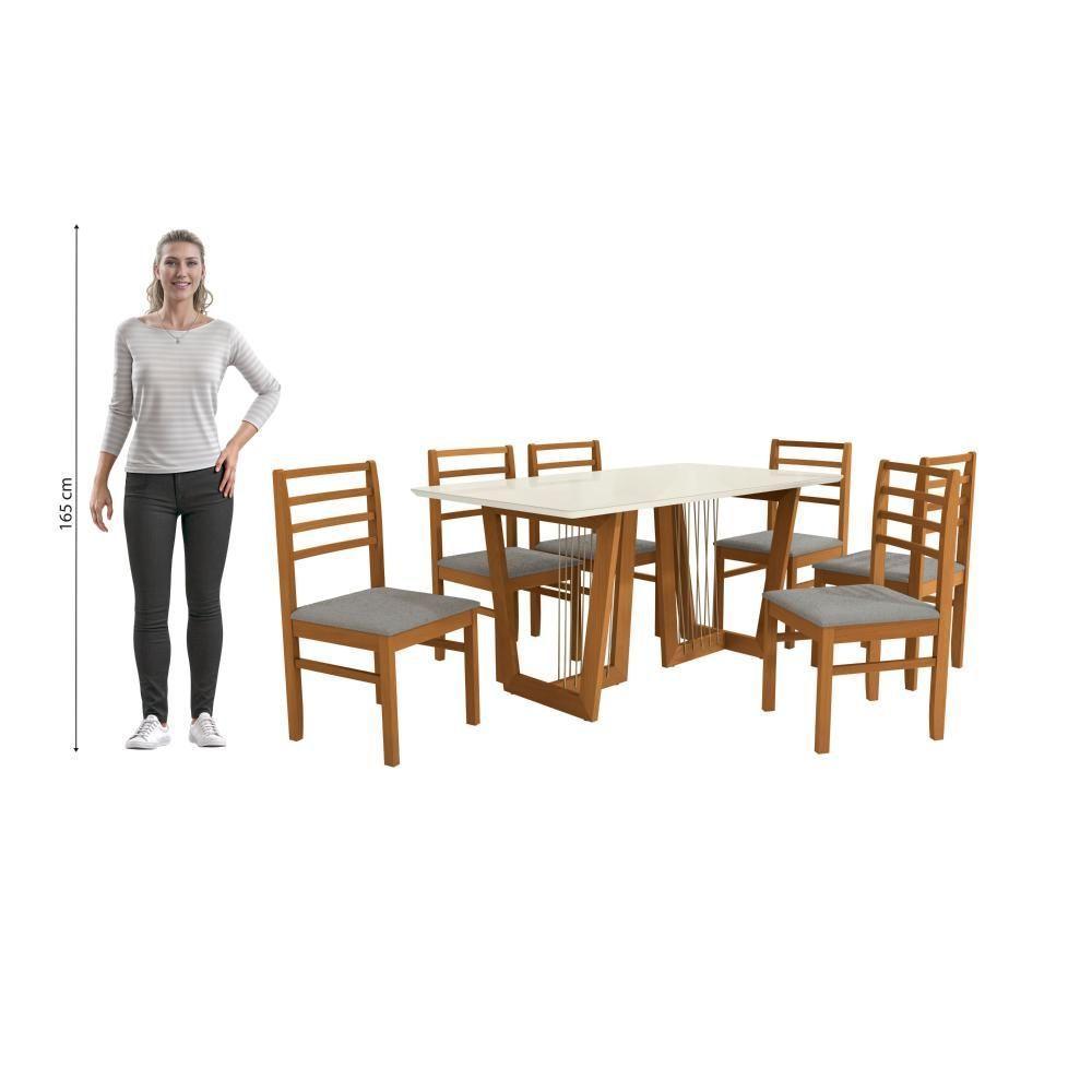Conjunto Sala De Jantar Elisa Em Madeira Maciça 6 Cadeiras Boucle Cinza - 4