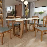 Conjunto Sala De Jantar Elisa Em Madeira Maciça 6 Cadeiras Boucle Cinza - 6