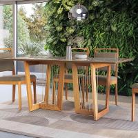 Conjunto Sala De Jantar Lina Em Madeira Maciça 6 Cadeiras Linho Fendi - 6