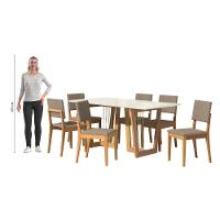 Conjunto Sala De Jantar Dora Em Madeira Maciça 6 Cadeiras Linho Fendi - 2