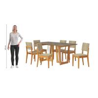 Conjunto Sala De Jantar Dora Em Madeira Maciça 6 Cadeiras Boucle Bege