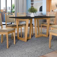 Conjunto Sala De Jantar Lina Em Madeira Maciça 6 Cadeiras Boucle Bege - 2