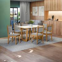 Conjunto Sala De Jantar Lina Em Madeira Maciça 6 Cadeiras Boucle Cinza - 1