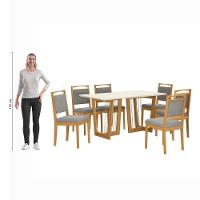 Conjunto Sala De Jantar Lina Em Madeira Maciça 6 Cadeiras Boucle Cinza