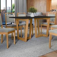 Conjunto Sala De Jantar Lina Em Madeira Maciça 6 Cadeiras Boucle Cinza - 3