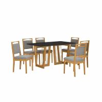 Conjunto Sala De Jantar Lina Em Madeira Maciça 6 Cadeiras Boucle Cinza - 8