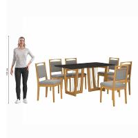Conjunto Sala De Jantar Lina Em Madeira Maciça 6 Cadeiras Boucle Cinza - 9
