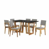Conjunto Sala De Jantar Dora Em Madeira Maciça 6 Cadeiras Boucle Cinza - 2