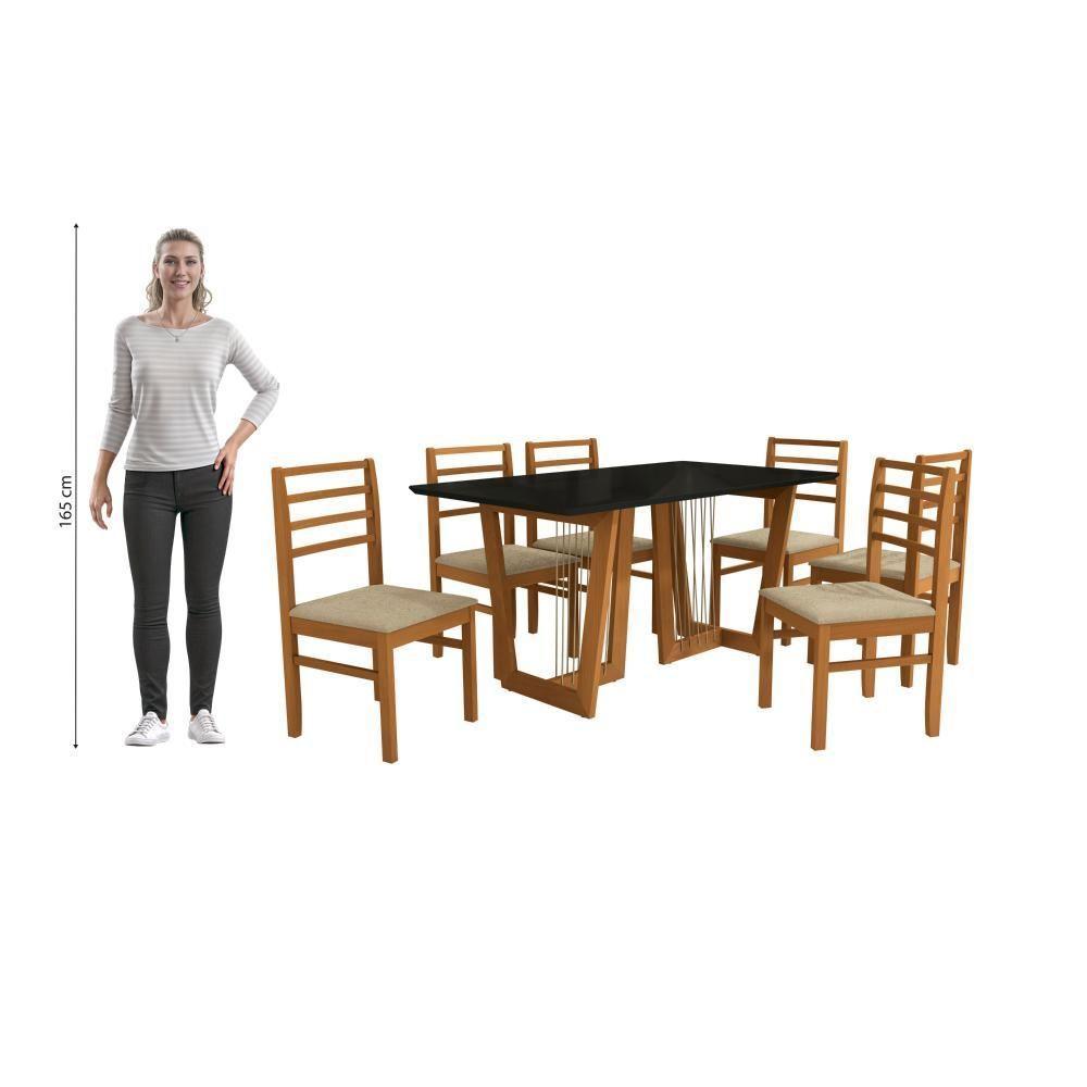 Conjunto Sala De Jantar Elisa Em Madeira Maciça 6 Cadeiras Boucle Bege - 5