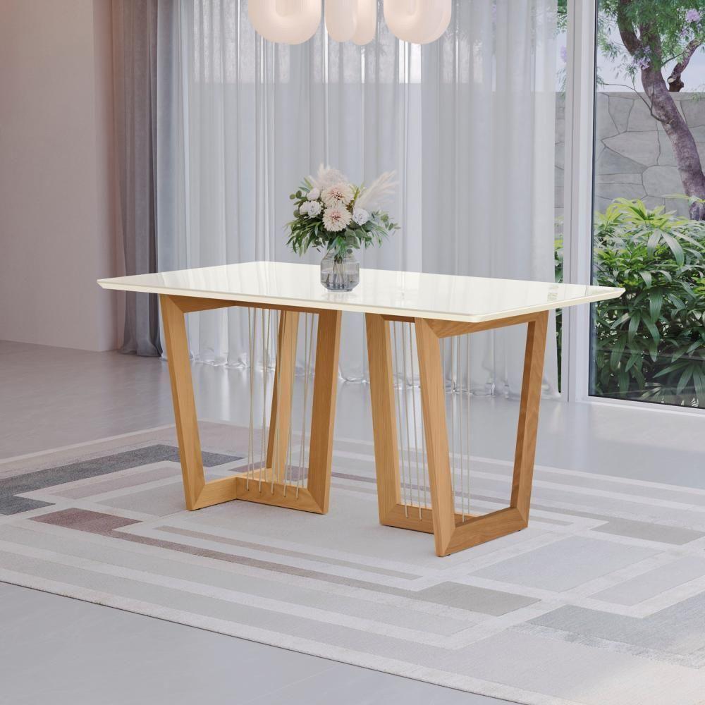 Conjunto Sala De Jantar Dora Em Madeira Maciça 6 Cadeiras Boucle Cinza - 2