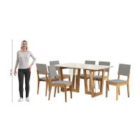 Conjunto Sala De Jantar Dora Em Madeira Maciça 6 Cadeiras Boucle Cinza - 8