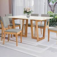 Conjunto Sala De Jantar Dora Em Madeira Maciça 6 Cadeiras Boucle Cinza - 10