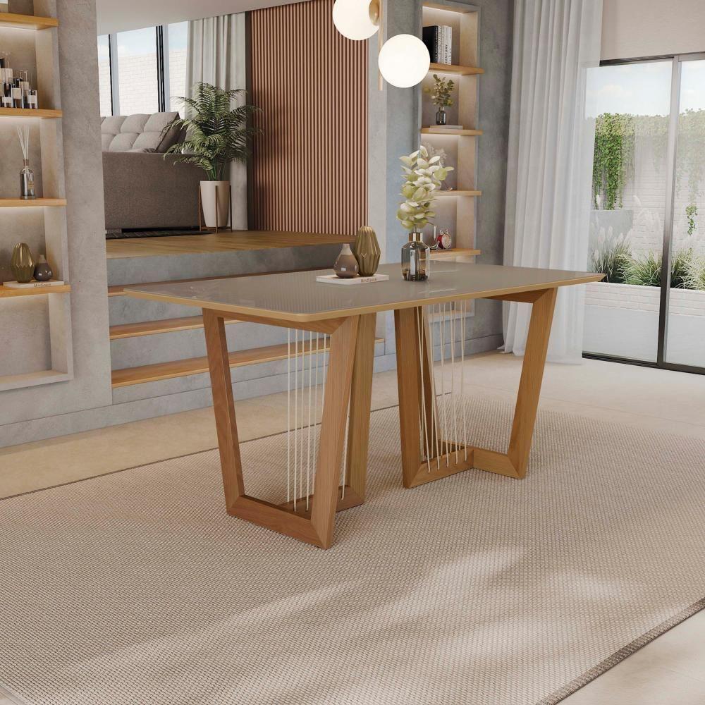 Conjunto Sala De Jantar Lina Em Madeira Maciça 6 Cadeiras Linho Fendi - 10