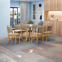 Conjunto Sala De Jantar Lina Em Madeira Maciça 6 Cadeiras Linho Fendi - 1