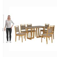 Conjunto Sala De Jantar Lina Em Madeira Maciça 6 Cadeiras Linho Fendi - 5
