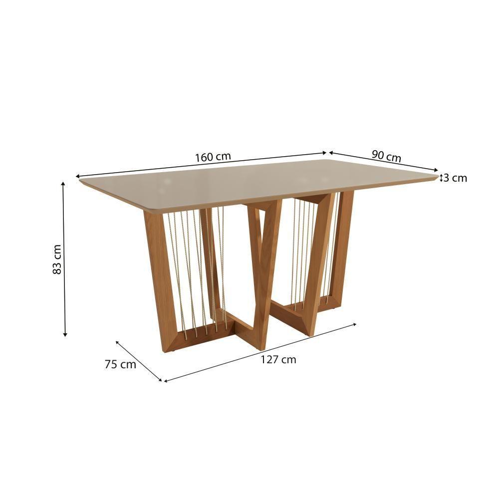 Conjunto Sala De Jantar Lina Em Madeira Maciça 6 Cadeiras Boucle Bege - 5