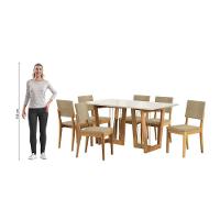 Conjunto Sala De Jantar Dora Em Madeira Maciça 6 Cadeiras Boucle Bege - 8