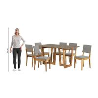 Conjunto Sala De Jantar Dora Em Madeira Maciça 6 Cadeiras Boucle Cinza