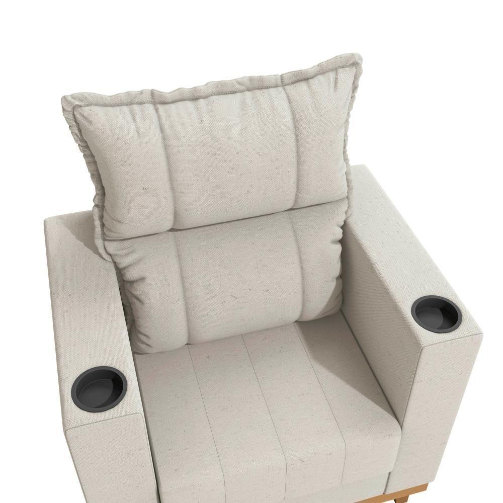 Poltrona Reclinável Kappesberg Florenza Linho Caqui - 5