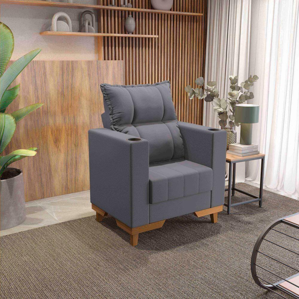 Poltrona Reclinável Kappesberg Florenza Veludo Titanio - 1