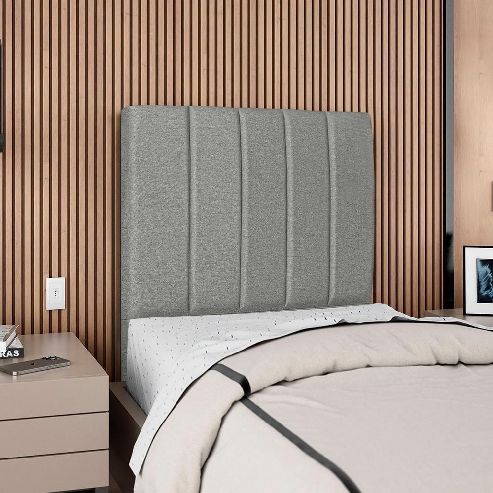 Cabeceira Solteiro 100 Cm Com Frame Carla Linho Cinza Escuro Artte Cinza Escuro - 2