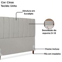Cabeceira Queen 160 Cm Com Frame Carla Linho Cinza Artte Cinza - 8
