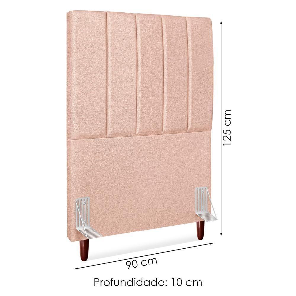 Cabeceira Solteiro 90 Cm Com Frame Carla Linho Rose Artte Rose - 3
