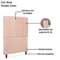 Cabeceira Solteiro 90 Cm Com Frame Carla Linho Rose Artte Rose