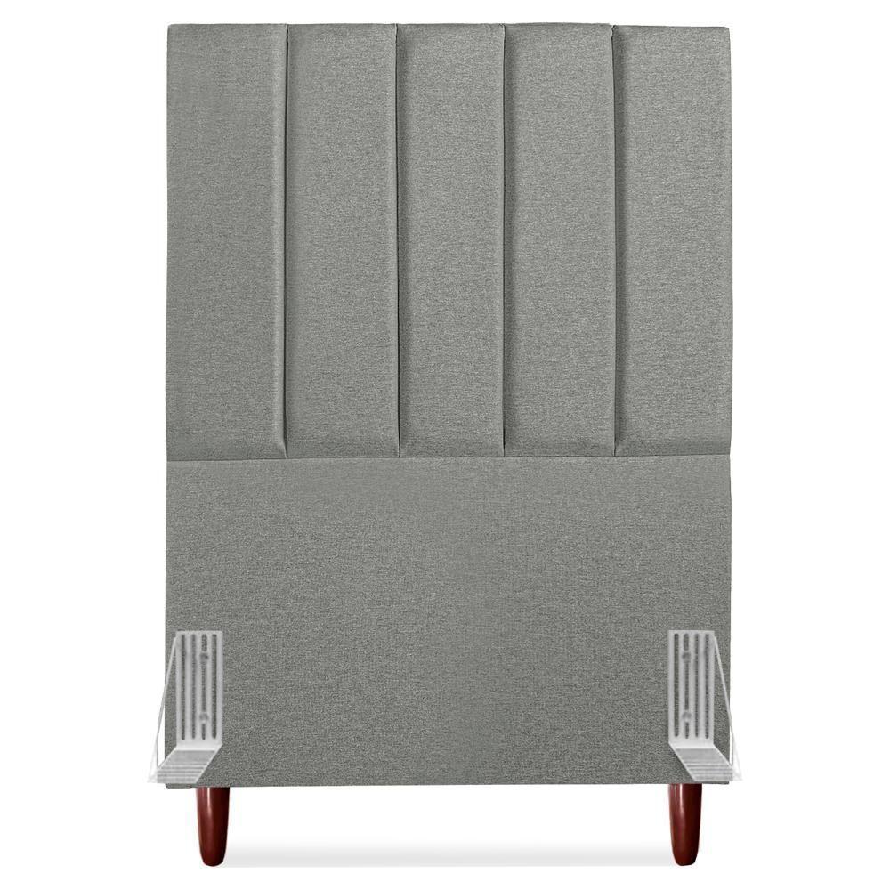 Cabeceira Solteiro 90 Cm Com Frame Carla Linho Cinza Escuro Artte Cinza Escuro - 5