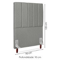 Cabeceira Solteiro 90 Cm Com Frame Carla Linho Cinza Escuro Artte Cinza Escuro - 3