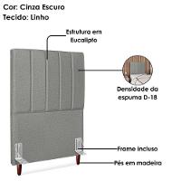 Cabeceira Solteiro 90 Cm Com Frame Carla Linho Cinza Escuro Artte Cinza Escuro