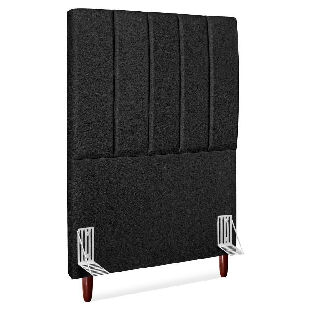 Cabeceira Solteiro 90 Cm Com Frame Carla Linho Preto Artte Preto - 1