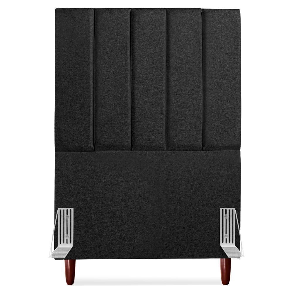 Cabeceira Solteiro 90 Cm Com Frame Carla Linho Preto Artte Preto - 5