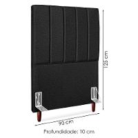 Cabeceira Solteiro 90 Cm Com Frame Carla Linho Preto Artte Preto - 3