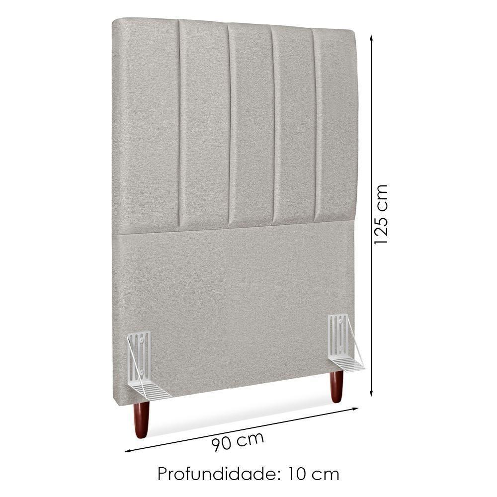 Cabeceira Solteiro 90 Cm Com Frame Carla Linho Cinza Artte Cinza - 3