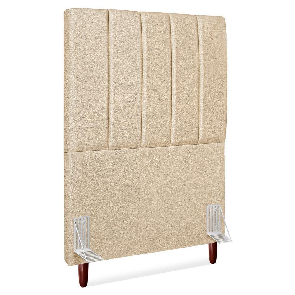 Cabeceira Solteiro 90 Cm Com Frame Carla Linho Bege Artte Bege - 1
