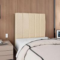 Cabeceira Solteiro 90 Cm Com Frame Carla Linho Bege Artte Bege - 2