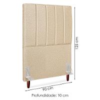Cabeceira Solteiro 90 Cm Com Frame Carla Linho Bege Artte Bege - 3