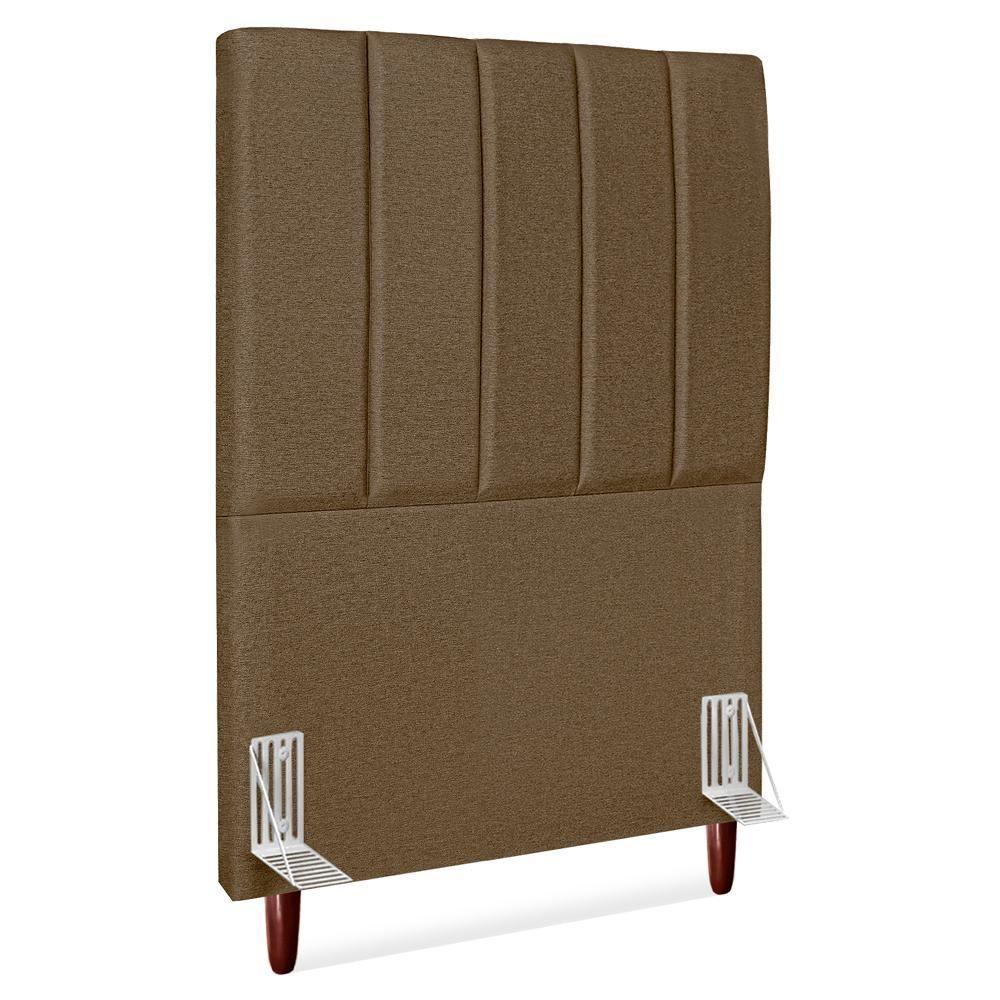 Cabeceira Solteiro 90 Cm Com Frame Carla Linho Marrom Artte Marrom - 1